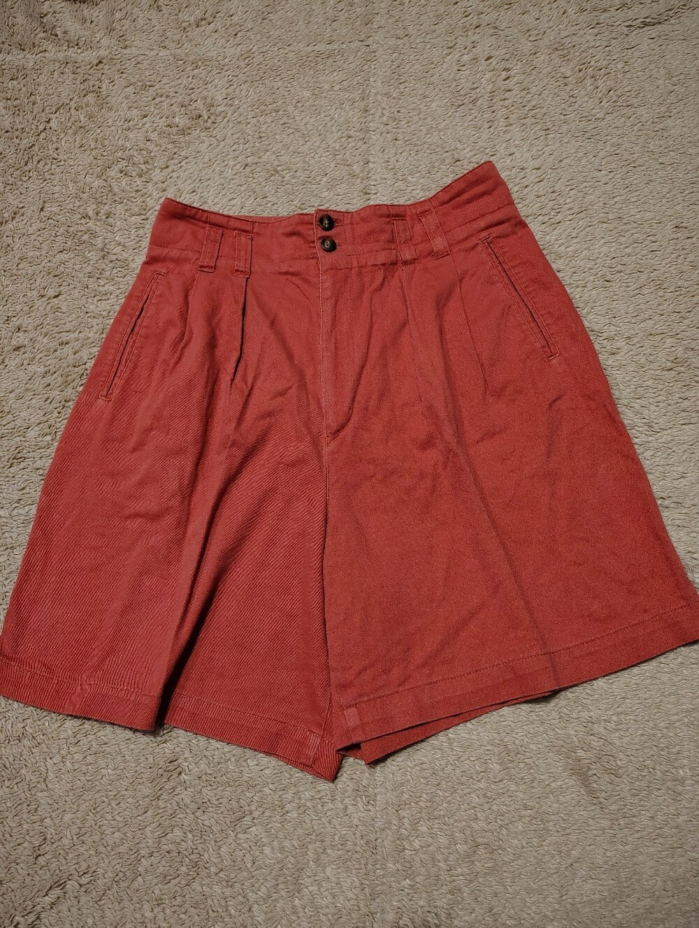 Casual Corner High Waisted Shorts 100% Cotton Terracotta Vintage Style Size 10